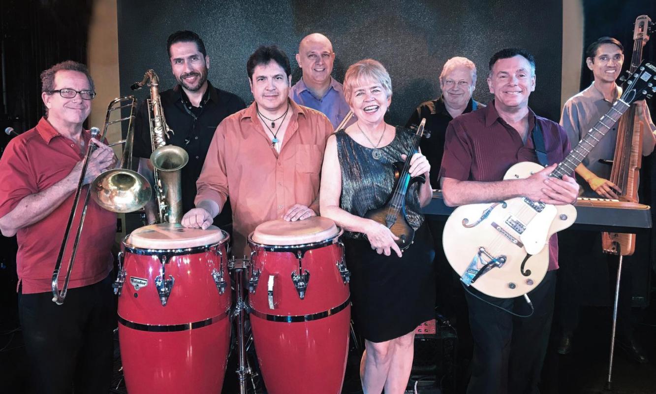 At a nightclub, our 8-piece band, Rumba Room, Anaheim