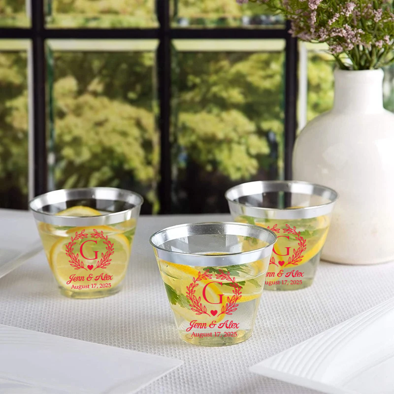 These cups are available in both gold and silver. They are a great replacement for wine/cocktail glasses for venues that do not allow glass.